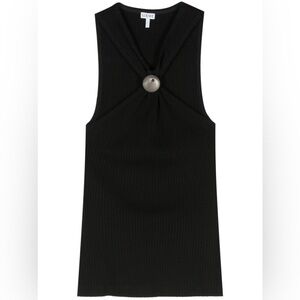 LOEWE Anagram Pebble Ribbed Cotton Tank Top in Black, Size Medium